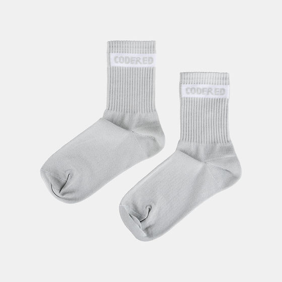 Носки Codered Boxlogo Sock Серый Меланж/Белое Лого средней длины