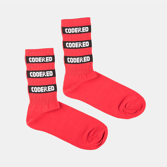 Носки Codered Stripes Красный/Черно-белое Лого