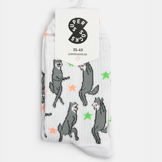 м Носки SUPER SOCKS Их Виль Нихт Белый