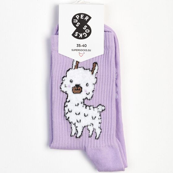 м Носки Super Socks Лама Пушистая Сиреневый