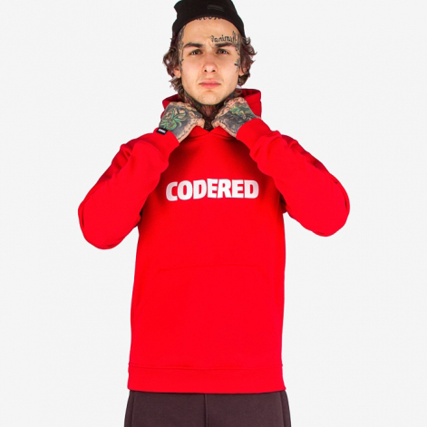 Толстовка Codered Hood Белое Лого CODERED Красный