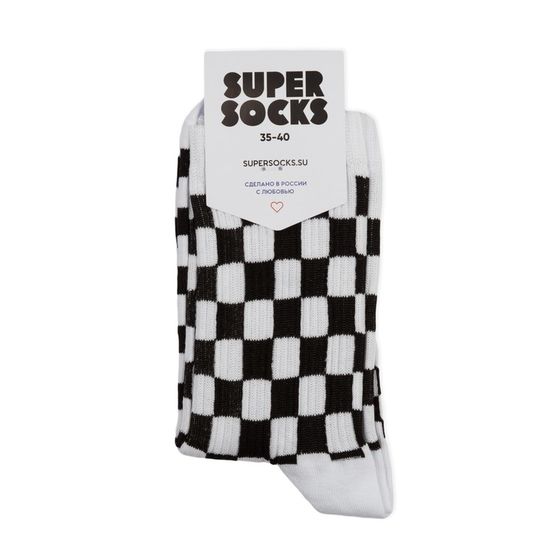 Носки SUPER SOCKS Шашки Белый