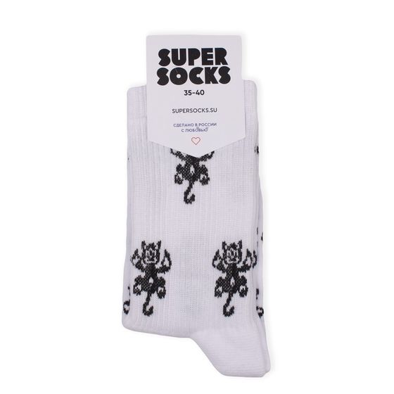 Носки Super Socks Черные Котики Белый