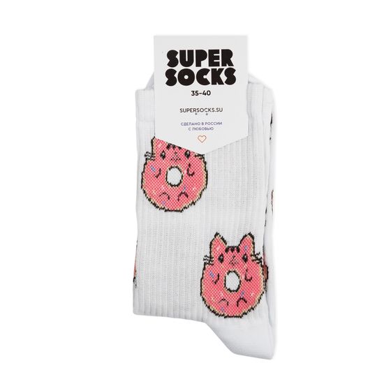 Носки Super Socks Котик Пончик Белый