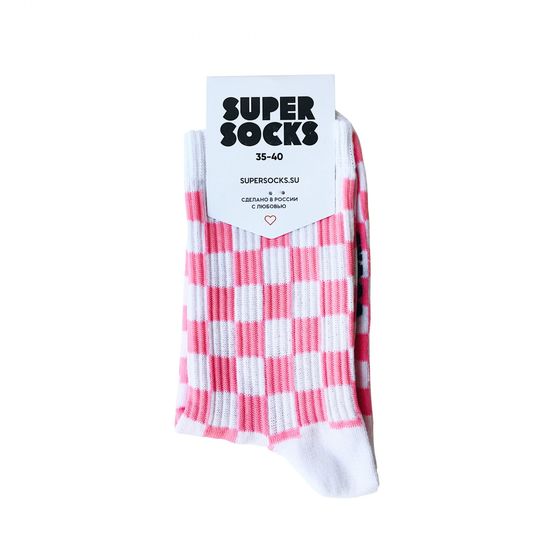 Носки Super Socks Шахматы Розовый