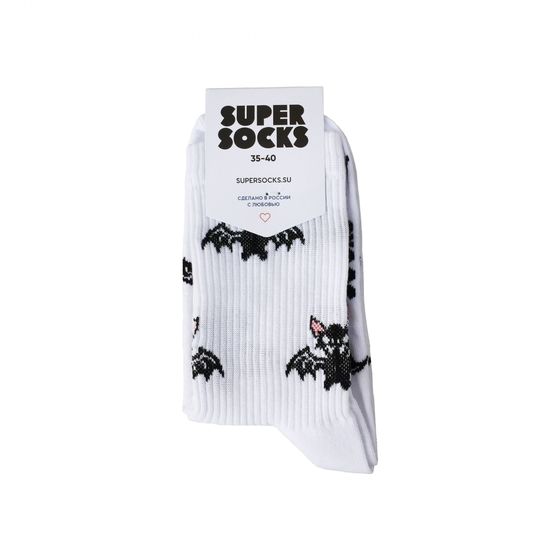 Носки Super Socks Летучие Мыши Паттерн Белый