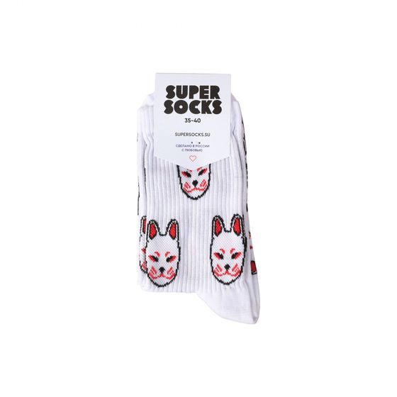 Носки Super Socks Маска Кицунэ Белый