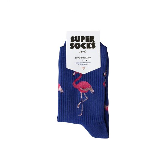 Носки Super Socks Фламинго Паттерн Синий