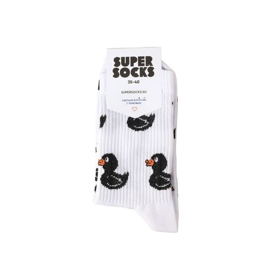 Носки Super Socks Черные Утята Паттерн Белый