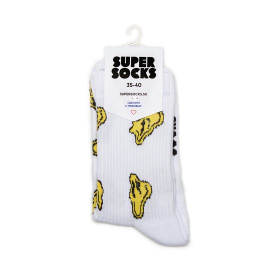 Носки Super Socks Потекший Смайлик Белый
