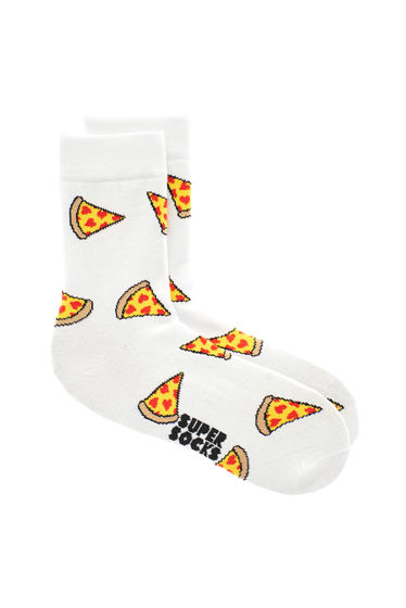 Носки Super Socks Пицца Белый