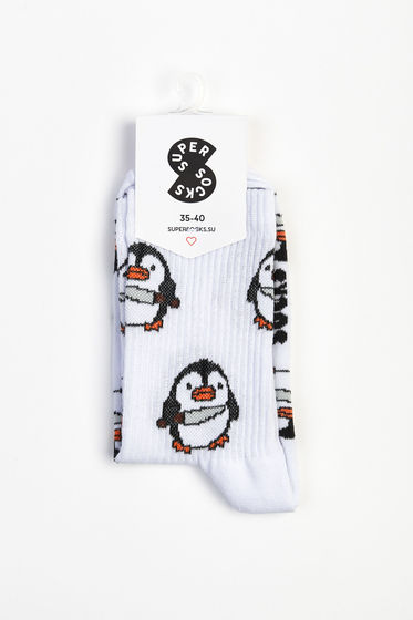 Носки Super Socks Пингвин Белый