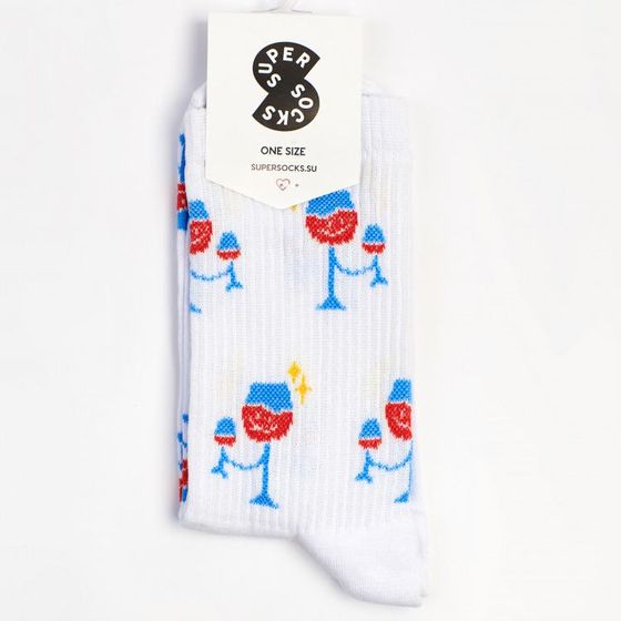Носки Super Socks Бокалы Белый