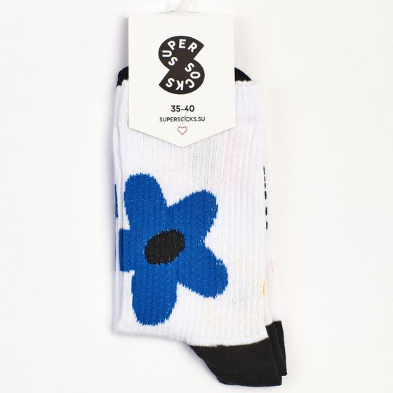 Носки Super Socks Цветник Белый