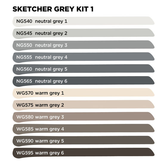 Набор маркеров MOLOTOW Sketcher 12шт. Grey Set1