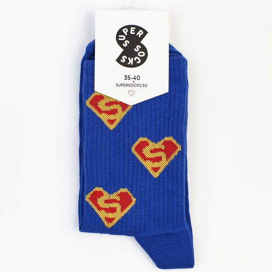 Носки Super Socks Супермен паттерн Голубой
