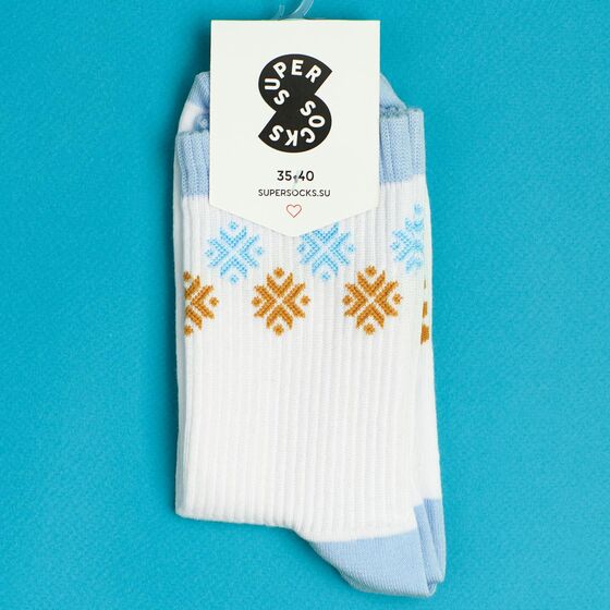 Носки Super Socks Снежинки Белый